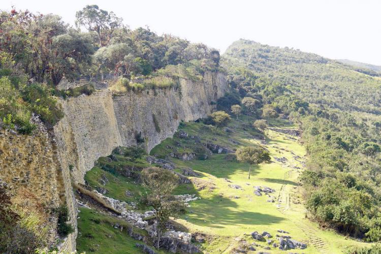 Eastern facade of the wall surrounding Kuelap fortress, Gran Pajatén Biosphere Reserve, Peru