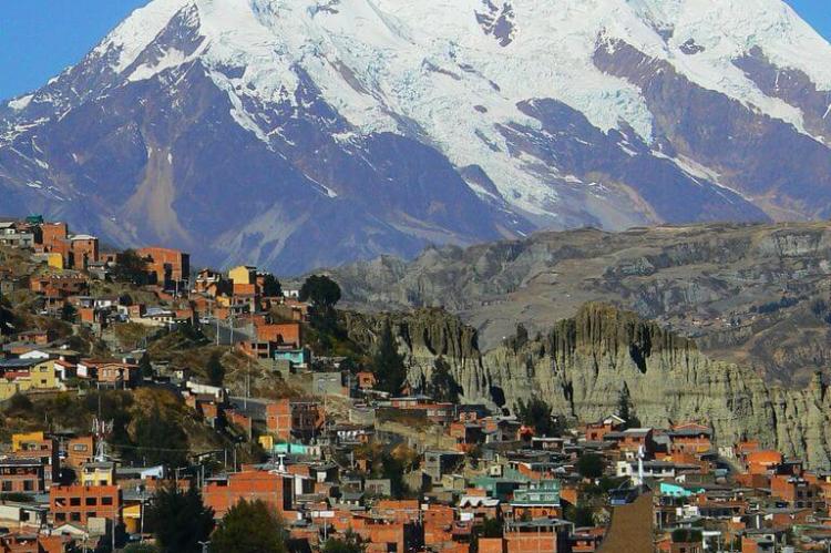 Illimani mountain over La Paz, Bolivia