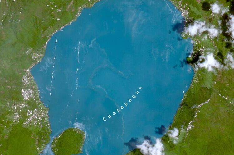 Satellite image of Lake Coatepeque, El Salvador