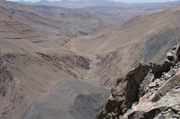 Volcanic mountainous desert landscape in Pan de Azúcar National Park, Chile