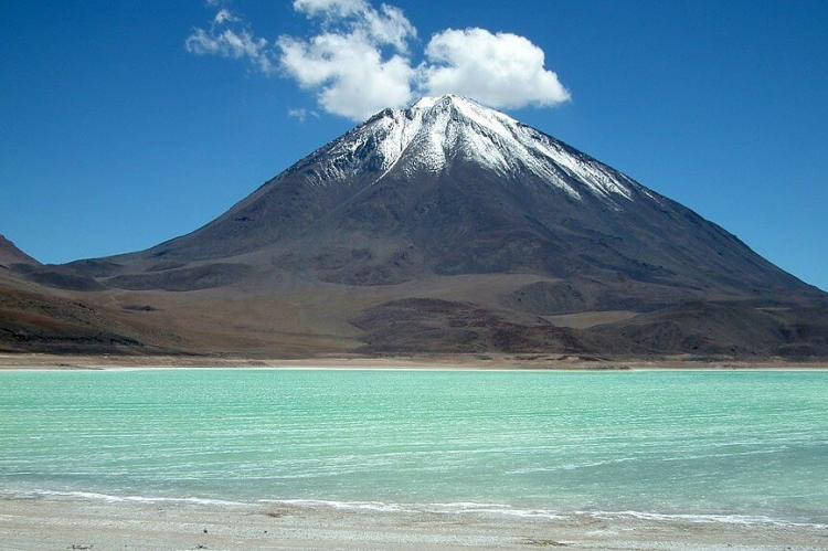 Licancabur volcano over Laguna Verde, Bolivia