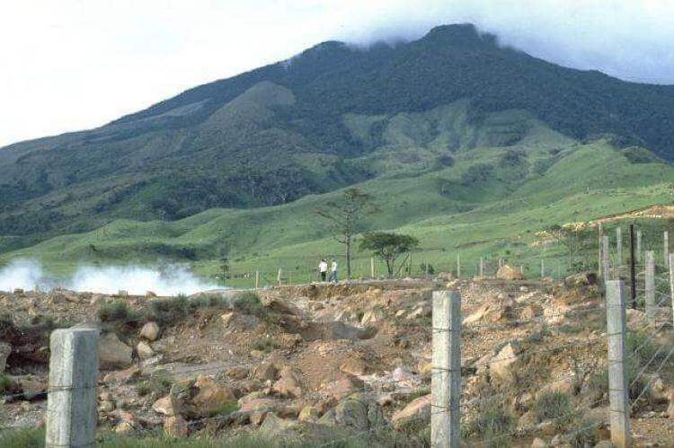 Miravalles volcano, Costa Rica, rising above a thermal area on its southwest flank