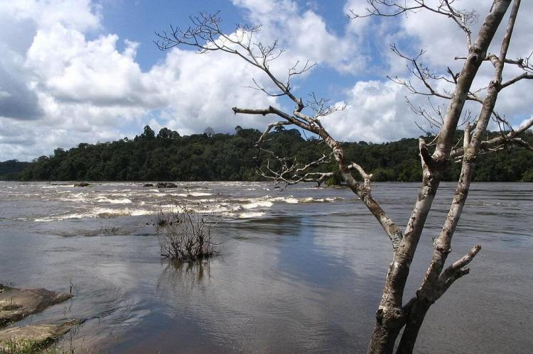 Maripa Falls on the Oyapock River, looking towards Brazilian side of the border with French Guiana