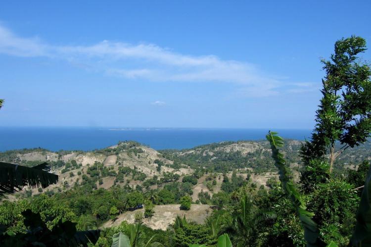 View of the ocean and countryside between the city of Les Cayes and the town of Port Salut, Haiti