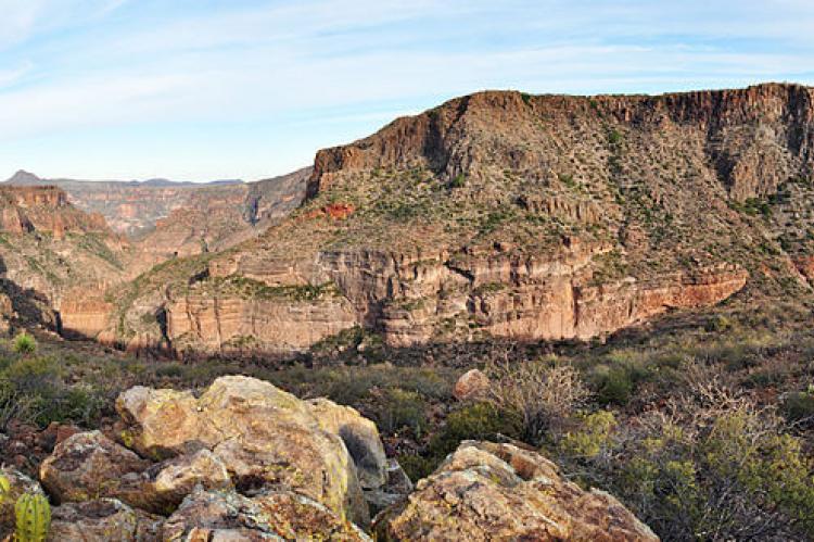 Panorama of a river-cut canyon in the Sierra de San Francisco, Baja California Sur (Mexico)