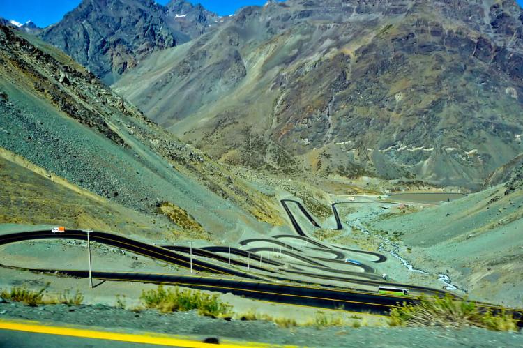 Switchbacks along Los Libertadores International Pass - Argentina-Chile Border