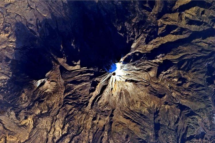 Pico de Orizaba, a stratovolcano, visible from the International Space Station