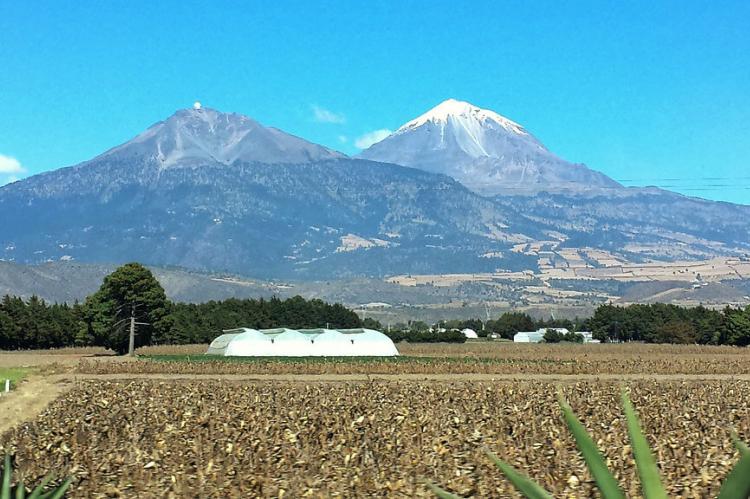 Panorama of volcanoes Sierra Negra and Pico de Orizaba, Mexico