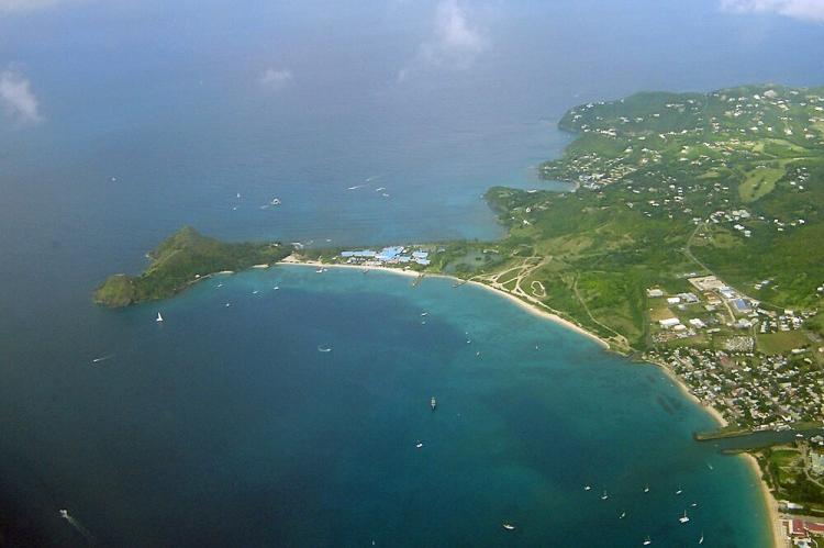 Aerial view of Pigeon Point, Saint Lucia