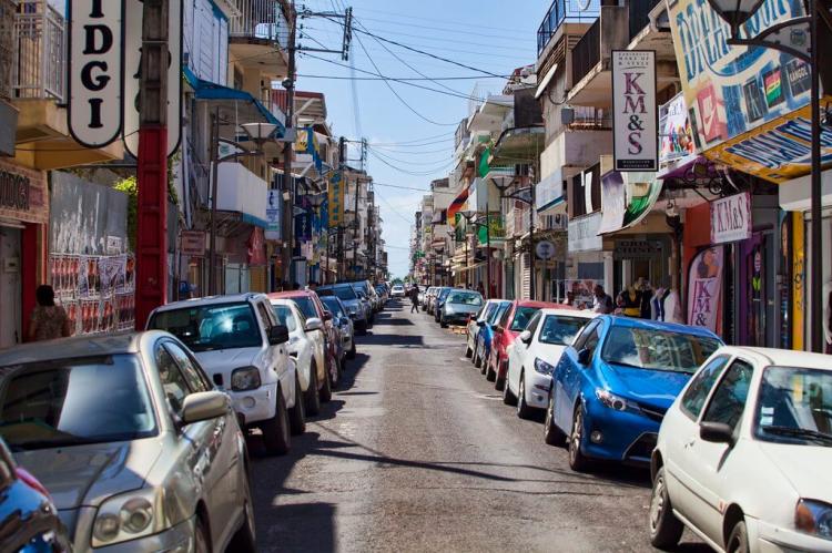 Old town street in Pointe-à-Pitre, Guadeloupe