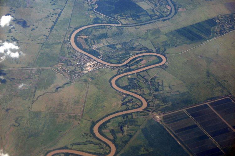 Aerial view of Rio Cauto near Guamo Embarcadero, Cuba