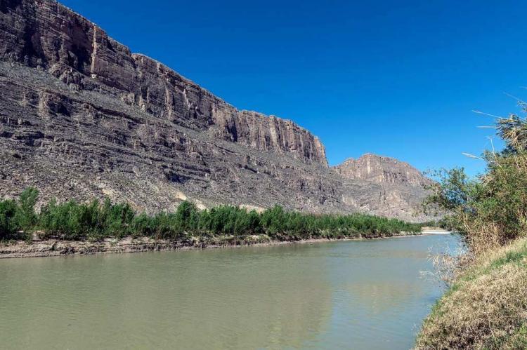 Mexico from bluffs above Roma along the Rio Grande River in Starr County, Texas