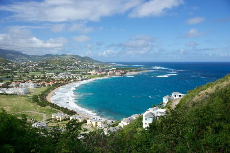 Saint Kitts panorama, viewpoint toward Nevis