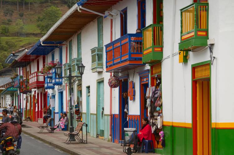 Street scene in Salento, Colombia - Coffee Triangle