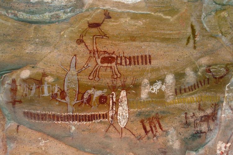 Example of rock painting in Serra da Capivara National Park, Brazil