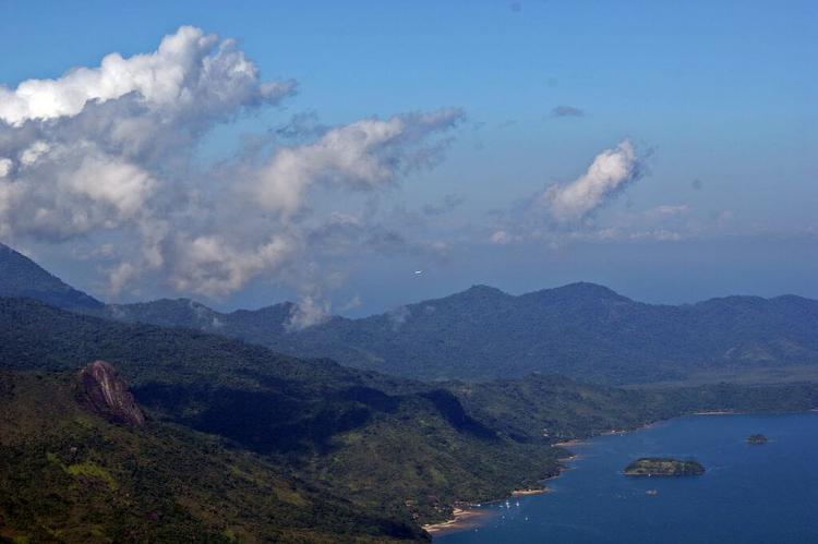 Aerial view of Serra do Mar, in Ubatuba, São Paulo coast, Brazil