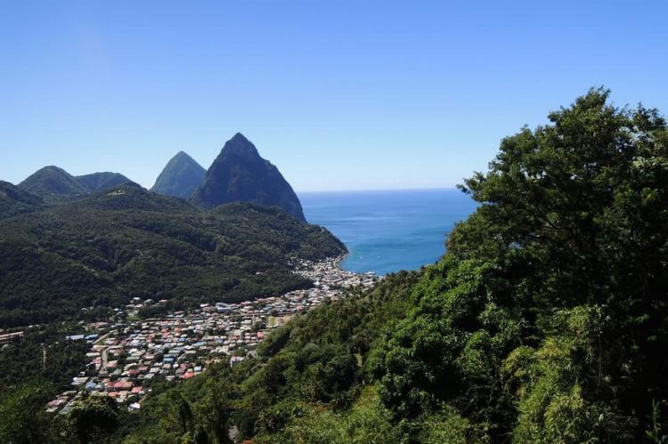 St Lucia Pitons view
