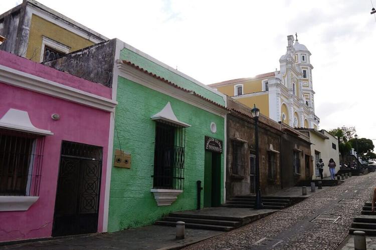 Street with Ciudad Bolivar Cathedral in background, Venezuela