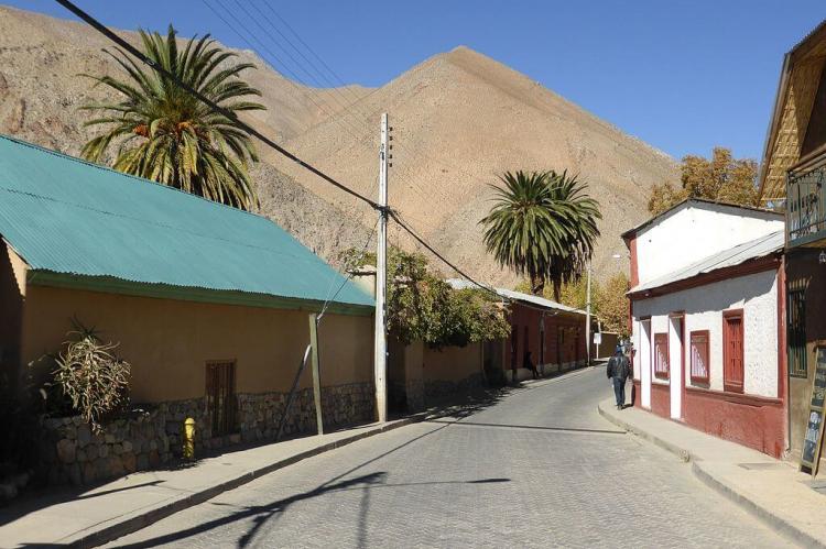Street in the town of Pisco Elqui, Chile