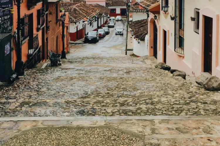 Cobblestone street, San Cristobal de las Casas, Mexico