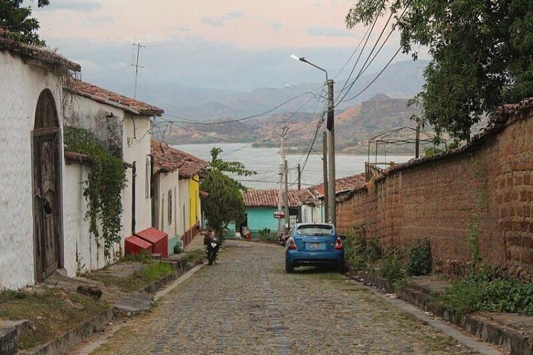 Suchitoto street and lake view, El Salvador