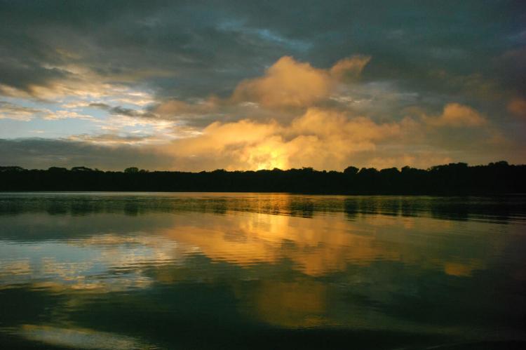 Sunset over Laguna Añangucocha, Yasuni National Park, Ecuador