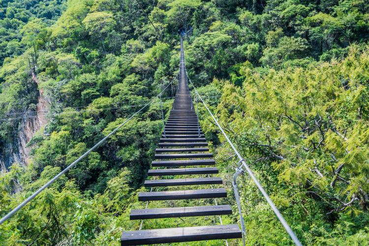 Swinging bridge, Cacahuamilpa National Park, Mexico