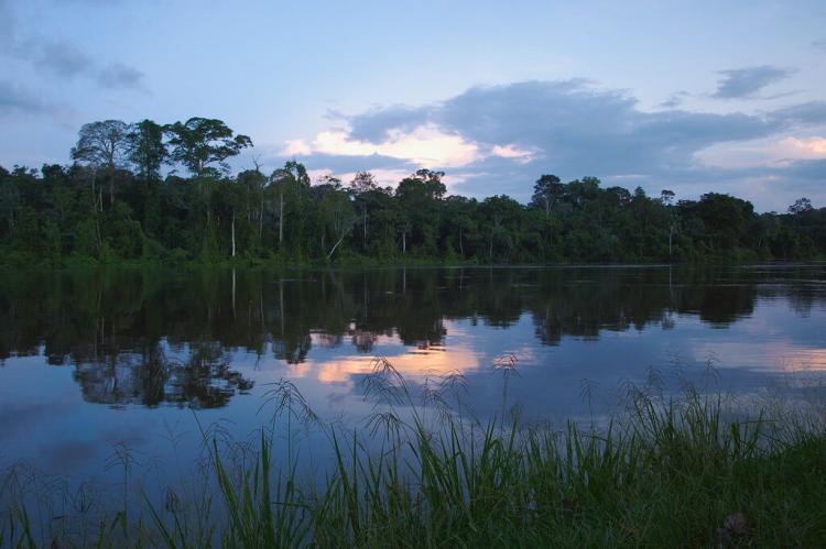 Sunset on the Tapanahoni River in the Suriname rainfor