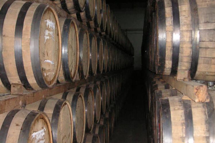 Tequila barrels at the El Jimador tequila factory close to Tequila, Jalisco, Mexico