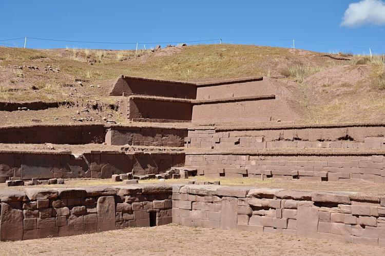 Akapana Pyramid, Tiwanaku ruins archaeological site, Bolivia