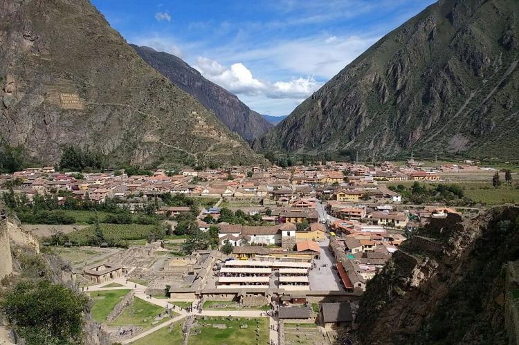 Panorama of town of Ollantaytambo, Peru