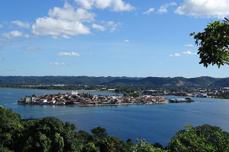View over Flores and Petén Itzá Lake, Guatemala