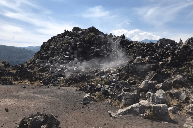 Smoke coming from the Paricutin volcano in Michoacán, Mexico