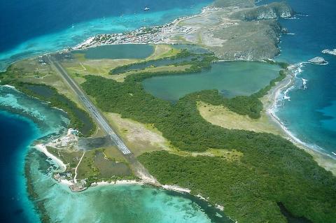 Aerial view of Gran Roque island, Los Roques, Venezuela