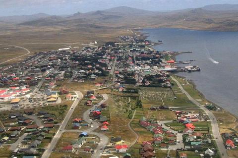 Aerial view of Stanley, Falkland Islands