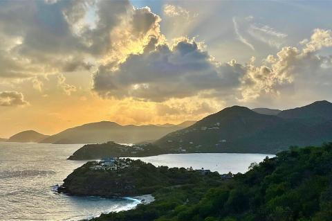 Antigua and Barbuda, sunset over southern coast
