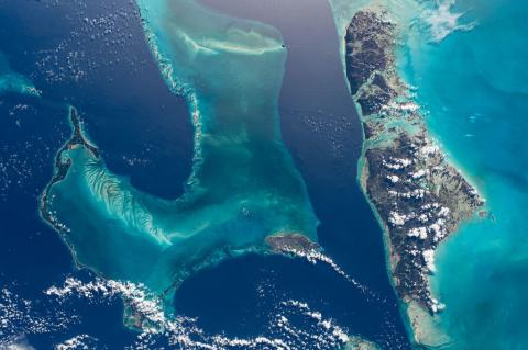  The island nation of the Bahamas is pictured from the International Space Station as it orbited 263 miles above the Atlantic Ocean