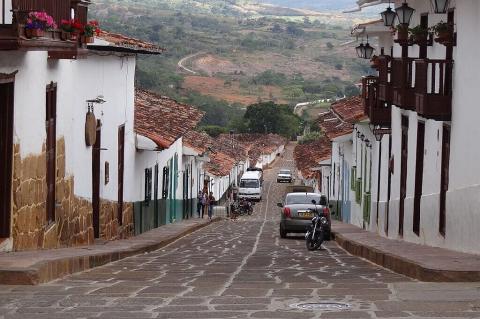 Cobblestone street in Barichara, Colombia