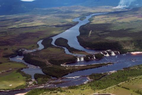 Aerial photograph of Canaima National Park, Venezuela