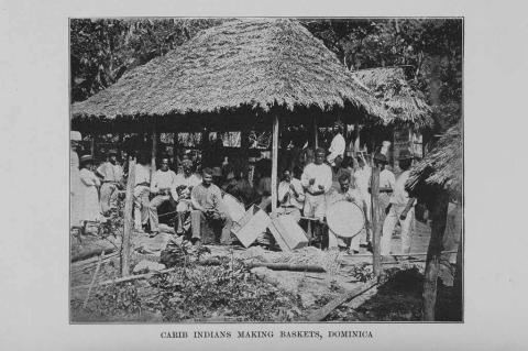 Carib Indigenous making baskets, Dominica