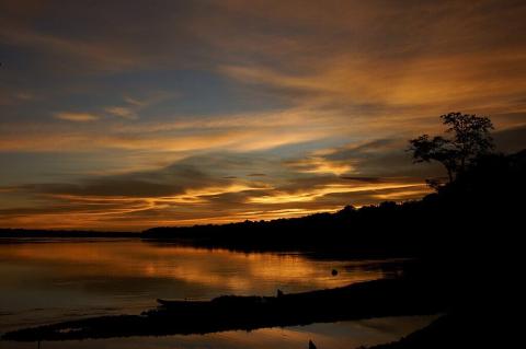 Sunset over the Casiquiare River, Venezuela