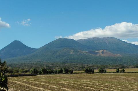 Three volcanoes: Santa Ana, Izalco, and Cerro Verde, El Salvador