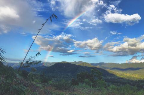 Panoramic view of the Cordillera del Cóndor from the Valley of the fireflies in Zamora-Chinchipe, Ecuador