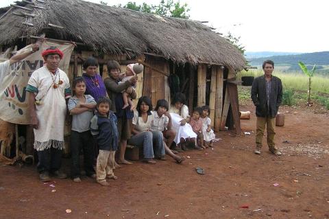 Pai Tavytera Indigenous family, part of the Panambi'y tribe in Amambay, Paraguay