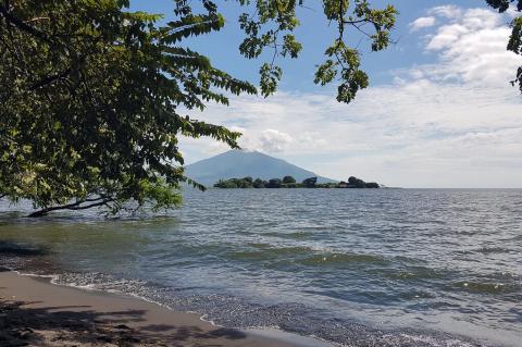View of volcano over Lake Nicaragua