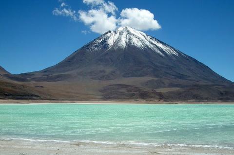 Licancabur volcano over Laguna Verde, Bolivia