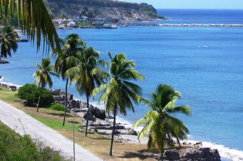 Ruins of 18th century warehouses on the beach of Lower Town, St. Eustatius (Caribean Netherlands)