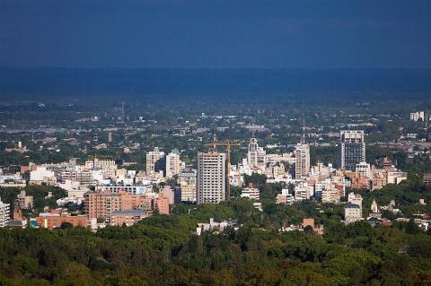 View from Cerro De La Gloria towards the city of Mendoza, Argentina