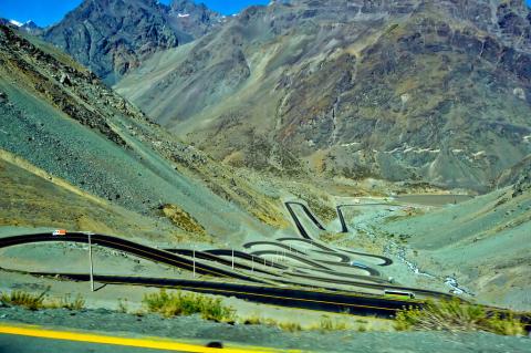 Switchbacks along Los Libertadores International Pass - Argentina-Chile Border