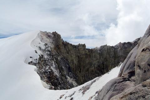 View across caldera, close to the top of Glaciar Este, Pico de Orizaba, Mexico 